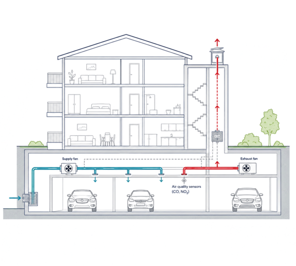 Funktionsprinzip Tiefgaragenlüftungen